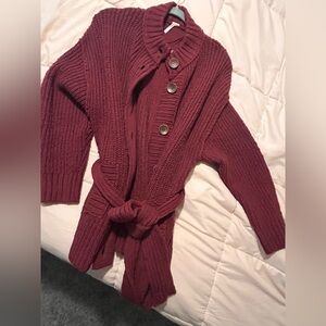 Free People Maroon Knit Cardigan